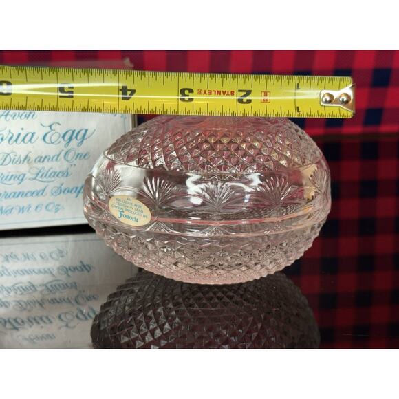 NIB Vintage Avon Fostoria Egg Soap Dish And Soap Spring Lilacs - Picture 6 of 13